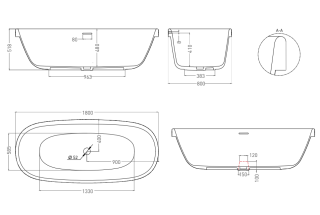 Ванна из искусственного камня Salini Greca In S-Stone 104821MRF 180x80см RAL полностью